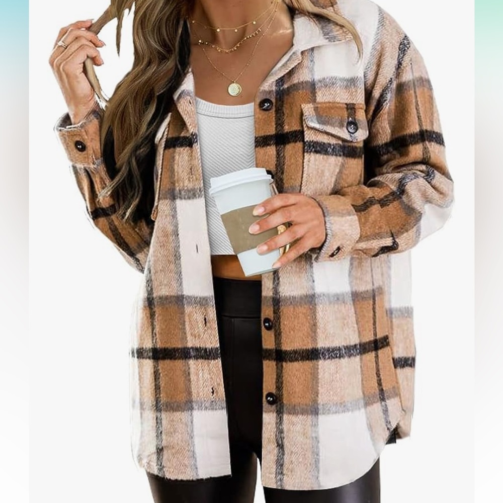 Plaid Shacket button down - M